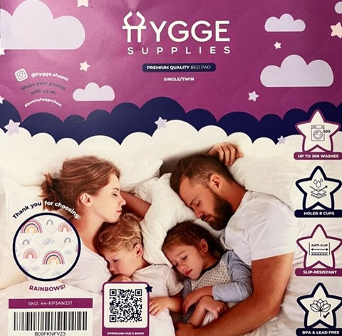 Hygge Sheets Bed Pad with Wings | Rainbows | Mattress Protector